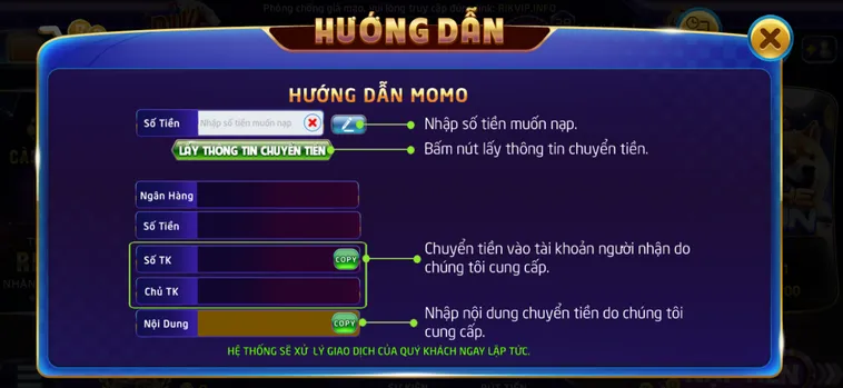 Hướng Dẫn Nạp Tiền RikVip Qua MoMo Nhanh Chóng Gia Tăng Ngân Sách Chinh Phục Những Ván Cược Lớn