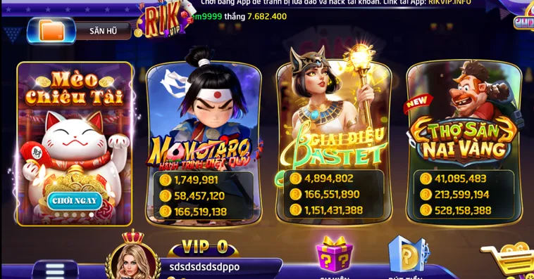 Sảnh Nổ Hũ RikVip Thiên Đường Săn Thưởng Với Cơ Hội Trúng Jackpot Hàng Tỷ Đồng